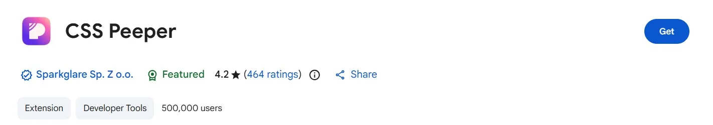 CSS-peeper extension screenshot