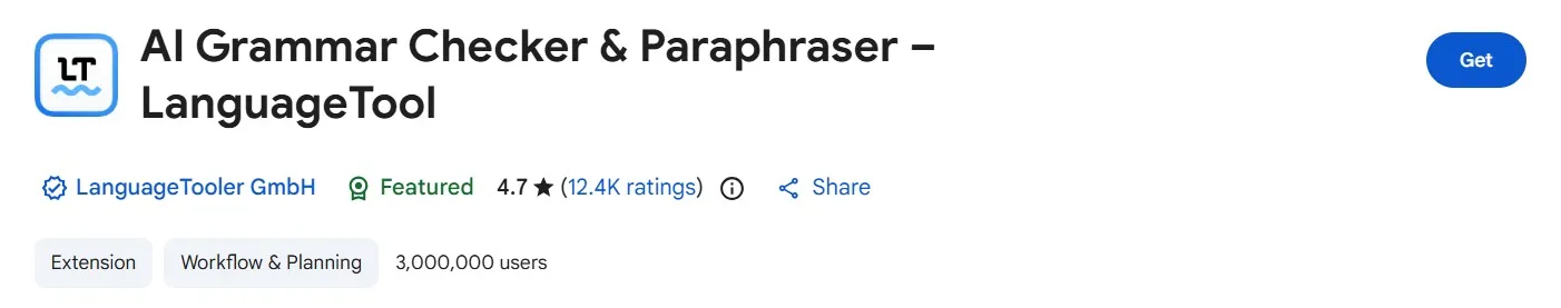 Languagetool extension screenshot