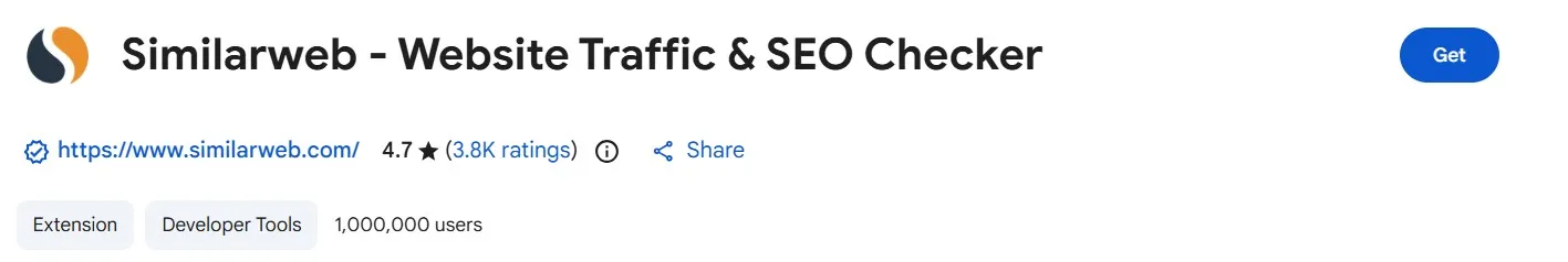 Similarweb extension screenshot