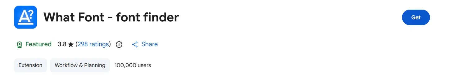 Whatfont extension screenshot