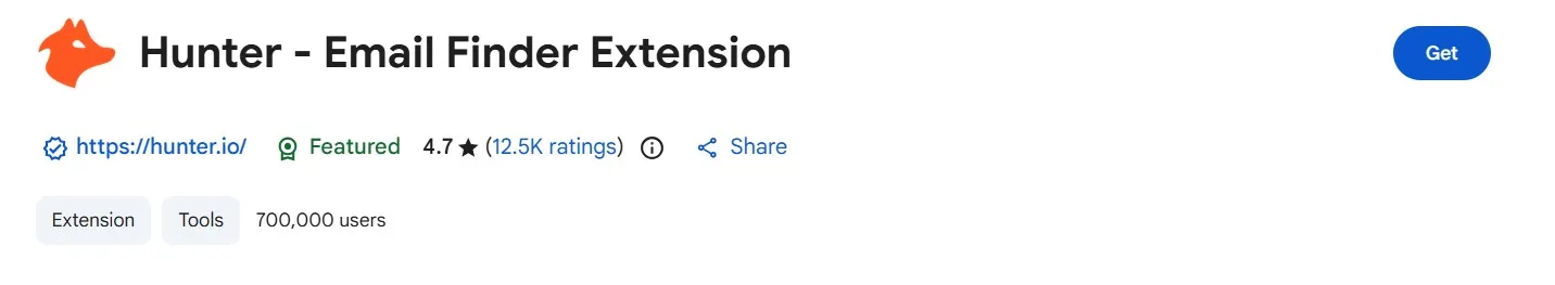 Hunter extension screenshot