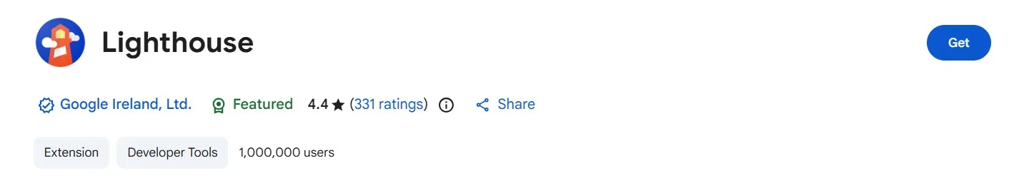 Lighthouse extension screenshot